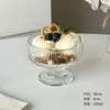 Vaso Alto de Helado Rayado Vertical Estilo Ins, Vaso de Postre de Vidrio, Vaso para Helado y Pudín, Vaso para Postre de Té de la Tarde, Vaso para Yogur