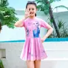 Nuevo traje de baño infantil para niñas, de secado rápido, una pieza, estilo falda, para niños mayores y estudiantes, con el diseño de la princesa Elsa de Frozen