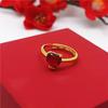 Anel pequeno de amor banhado a ouro real com zircônia vermelha, requintado, moda, temperamento feminino, anel aberto, presente para Mãe, feminino