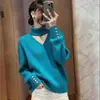 Suéter Bordô Preguiçoso para Mulheres 2025 Novo Estilo de Inverno, Suéter Base Deslumbrantemente Bonito, Blusa de Tricô com Gola V