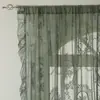 Cortinas Voil de Renda Estilo Campo Francês Sala de Estar Quarto Varanda Janela de Canto Semi-Blackout Cortina de Janela Voil Transparente Franja com Babados