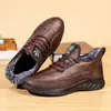 Botas Gruesas de Algodón Poliuretano Forradas de Felpa para Invierno para Hombres, Zapatos de Tela Old Beijing para Hombres, Zapatos Cálidos Antideslizantes de Suela Suave para Padres de Edad Media y Mayores