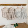 Ins Estilo Coreano 2023 Verano Rayas Volantes Niñas Vestido Suelto Elegante Traje de Gateo para Bebé Vestido de Hermanas