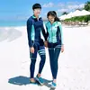 Traje de Buceo Coreano para Mujer de Manga Larga Traje de Baño de Medusa para Pareja Pantalones Divididos con Protección Solar Traje de Snorkel Delgado
