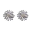 Brincos Florais com Pedras de Diamante Estilo Palácio Retrô, Brincos Exagerados Versáteis Europeus e Americanos da Moda, Acessórios de Orelha Elegantes de Nicho de Alto Padrão
