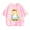 Camiseta de Verano con Dibujos Animados Lindos Transfronteriza Aliexpress para Niños y Niñas Versión Q Estampado de Dibujos Animados Niños