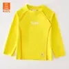 Traje de baño infantil coreano versátil de color dopamina, top de manga larga, bañador, traje de surf con protección solar para la playa, moderno para adolescentes