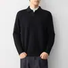 Suéter de Tricô Masculino Mokamke High-End Estilo Commute Peça Única Outono 2026 Novo Suéter Gola Gaivota Masculino 22319