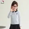 Camiseta de Manga Larga de Primavera para Niñas 2026 Nuevo Estilo Color Contrastante Encaje Ropa para Niños Talla Mediana y Grande Camiseta de Dibujos Animados Tops de Primavera para Niñas