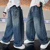 Pantalones de Estilo Primavera y Otoño para Niños 2026 Nuevo Estilo Pantalones Largos de Pierna Ancha para Niños Medianos y Grandes Ropa de Otoño para Niños Vaqueros Atrevidos y Guapos