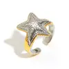 Produtos Novos Transfronteiriços Europeus e Americanos Estilo Ins Tendência Estilo Antigo Joia de Mão Aço Inoxidável Banhado a Ouro 18K Textura Estrela do Mar Anel Aberto