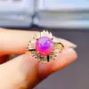 Anillo Popular de Ópalo Rosa Natural al por Mayor de Fábrica Plata S925 Incrustado Piedra Principal 8*8 Joyería de Lujo Venta Directa de Fábrica