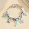 Pulsera DIY de cuentas con temática oceánica con colgantes de delfín, estrella de mar y tortuga, accesorio de moda ajustable para niñas