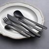 304 aço inoxidável doméstico japonês salgueiro folha conceito fosco preto faca bife e garfo colher western food tableware bolo garfo