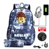 Mochila periférica de juego Roblox para hombre, mochila con carga USB, bolsa para computadora de gran capacidad, entrega de una sola pieza, venta al por mayor