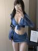 Traje de baño para mujer Bikini Cuatro piezas Dividido Aspecto adelgazante Pecho pequeño 2025 Nuevo Manga larga Chica de aguas termales Traje de baño Gama alta