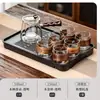 Juego de Té de Cristal, Lujo Ligero para Uso Doméstico, Tetera de Gama Alta para Sala de Estar, Juego Completo para Uso en Oficina, Mesa y Bandeja de Té Kung Fu