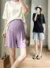 Shorts de verão confortáveis de cinco pontos para gestantes, shorts retos casuais folgados com babados, calça versátil para uso doméstico e externo durante a gravidez