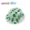 Boné Redondo Estampado Trevo Direto da Fábrica Boné de Plástico PVC Dia Nacional Irlandês Pequeno Chapéu de Coco Personalizado