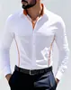 Comercio Exterior Amazon Ropa Nueva para Hombre Bloque de Color Cuello Triángulo Manga Larga Camisa Talla Europea Moda Juvenil Casual Camisa Sencilla