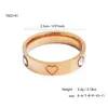 Lujo Ligero, Simple y de Moda Estilo Cool Ins Anillo para Mujer Trébol de Cuatro Hojas Corazón Diamante Acero Inoxidable Chapado en Oro de 18K Anillo