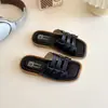 Pantuflas de Exterior para Niñas 2025 Verano Nuevo Estilo Coreano Moda Niña Pequeña Sandalias Trenzadas de Princesa Pantuflas