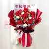Flor de Lana Sintética Tejida a Mano Producto Terminado, Regalo de Cumpleaños Práctico, Ramo de Flores de Lana Rosa para Novia, Mejor Amiga, Madre
