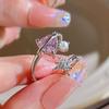 Collar de Mariposa Elegante de Lujo Ligero Suave Estilo Japonés y Coreano Juego de Joyería Anillo Abierto de Alta Gama Estilo Coreano