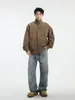 Jaqueta de Algodão Harrington Americana para Outono e Inverno Masculina com Gola Alta Estilo Baseball Casal Cáqui Cleanfit Jaqueta de Algodão