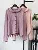 Suéter Abrigo de Punto Trenzado con Cuello de Muñeca Dulce 2026 Otoño/Invierno Nuevo Estilo Perezoso Suave y Acogedor Cárdigan de Punto para Mujer