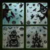 Decoraciones para Fiesta de Halloween Transfronterizas Cabeza de Calabaza de Horror Parca Pegatinas de Vidrio Fantasma Cuervo Murciélago Pegatinas Estáticas