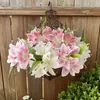 Flores Simuladas 8 Cabezas de Lirios Flores Artificiales de Rama Alta de Alta Calidad Adornos para Decoración de Interiores del Hogar Bodas Arreglo Floral