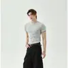 Más Fácil de Combinar Casual Nicho Color Sólido Simple Cuello Redondo Manga Corta Ajustada Camiseta Básica Casual Americana Versátil