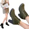 Talla grande Comercio Exterior 2024 Primavera y Otoño Nuevas Botas Martin de Tacón Grueso de Tacón Alto Estilo Británico para Mujer con Correa Hebilla Botines