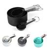 Juego de 8 cucharas medidoras de acero inoxidable al por mayor de fábrica, juego de cucharas medidoras de tazas medidoras con mango de silicona, herramientas para hornear cucharas