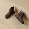 Botas Novas Botas Martin Retro Baixas Comércio Exterior Botas Femininas Outono e Inverno Botas de Motocicleta Botas Romanas Fivela de Cinto Europeia e Americana Cano Curto com Algodão