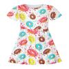Europeo y Americano Transfronterizo Dona Helado Caramelo Regalo Falda para Niñas Impresión Digital 3D Moda Vestido de Manga Corta