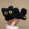 Horquilla de pelo con forma de gato negro de dibujos animados para mujer, de felpa, grande, elegante, para otoño e invierno, con forma de tiburón