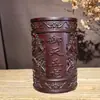Porta plumas artesanal de madera de ébano tallada en forma de loto para escritorio de oficina y hogar, adorno de porta plumas estilo chino, regalo de negocios