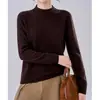 Suéter base de punto de manga larga Furong, mezcla de cachemira y lana sin costuras, jersey de cuello medio alto para mujer, suéter de corte holgado para otoño e invierno