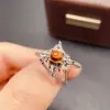 Anillo de Citrino Natural Transfronterizo Accesorios para Mujer Nicho de Alta Gama Joyería de Plata 925 5*5 Joyería de Lujo Venta Directa de Fábrica