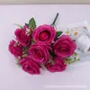 Spot atacado decoração de casa simulação flor falsa pequeno buquê de rosas layout de casamento simulação 7 rosas persas