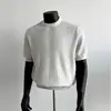 Camiseta de Punto de Manga Corta con Cuello Redondo de Raya y Cuadros para Hombre, Estilo Americano, Top Versátil Casual Relajado y de Gama Alta
