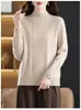 Tricô de Gola Alta Novo Outono/Inverno 2025 para Mulheres, Jacquard Liso Solto Elegante Suéter Base para Senhoras