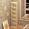 Estantería de libros de piso simple para el hogar, gabinete de almacenamiento de sala de estar de múltiples capas, gabinete de espacio estrecho, estantería pequeña contra la pared, almacenamiento