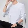 Camiseta de manga larga de otoño, diseño estampado, talla grande, para adolescentes, cuello redondo de hombre, simple y de corte holgado, top moderno