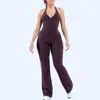 Dfyn top sin mangas de cuello halter popular europeo y americano, conjunto de yoga para mujer, pantalones acampanados de corte ajustado, ropa deportiva para correr al aire libre y fitness