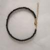 Europeu e americano Cross-border simples luz luxo nicho 4mm preto espinélio feminino clavícula corrente brilhante cristal preto contas pé corrente