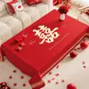 Mantel para mesa de centro de boda, mantel rojo para mesa de comedor de sala de estar, tela decorativa festiva para compromiso y recién casados, mantel de Año Nuevo que realza el ambiente