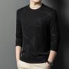 Suéter masculino de manga comprida com gola redonda, primavera e outono de 2025, simples, casual, solto, slim, estilo, camisa básica
